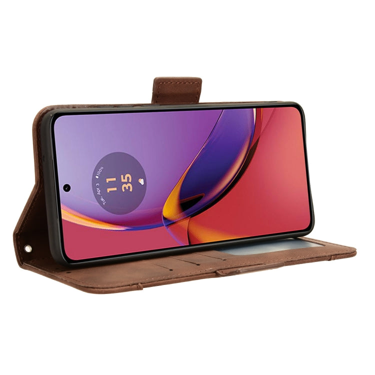 For Motorola Moto G84 5G Skin Feel Calf Texture Card Slots Leather Phone Case(Brown) - Motorola Cases by PMC Jewellery | Online Shopping South Africa | PMC Jewellery | Buy Now Pay Later Mobicred