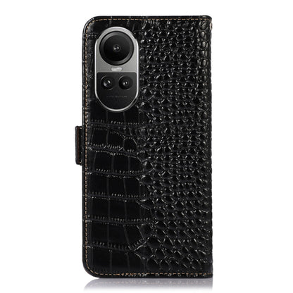 For OPPO Reno10 5G / 10 Pro 5G Global Crocodile Top Layer Cowhide Leather Phone Case(Black) - OPPO Cases by PMC Jewellery | Online Shopping South Africa | PMC Jewellery | Buy Now Pay Later Mobicred