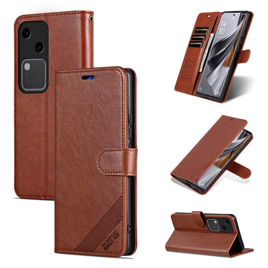 For vivo S18 AZNS Sheepskin Texture Flip Leather Phone Case(Brown) - S18 Cases by AZNS | Online Shopping South Africa | PMC Jewellery | Buy Now Pay Later Mobicred