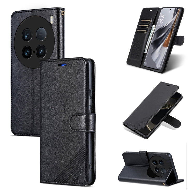 For vivo X100 Ultra AZNS Sheepskin Texture Flip Leather Phone Case(Black) - vivo Cases by AZNS | Online Shopping South Africa | PMC Jewellery | Buy Now Pay Later Mobicred