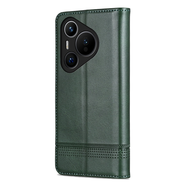 For Huawei Pura 70 Fine Hole AZNS Magnetic Calf Texture Flip Leather Phone Case(Dark Green) - Huawei Cases by AZNS | Online Shopping South Africa | PMC Jewellery | Buy Now Pay Later Mobicred