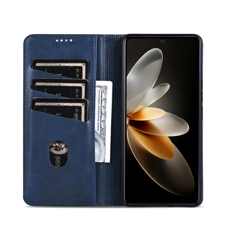 For Huawei Pura 70 Fine Hole AZNS Magnetic Calf Texture Flip Leather Phone Case(Dark Blue) - Huawei Cases by AZNS | Online Shopping South Africa | PMC Jewellery | Buy Now Pay Later Mobicred