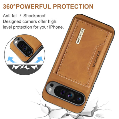 For Google Pixel 9 Pro XL DG.MING M2 Series 3-Fold Multi Card Bag + Magnetic Phone Case(Brown) - Google Cases by DG.MING | Online Shopping South Africa | PMC Jewellery | Buy Now Pay Later Mobicred