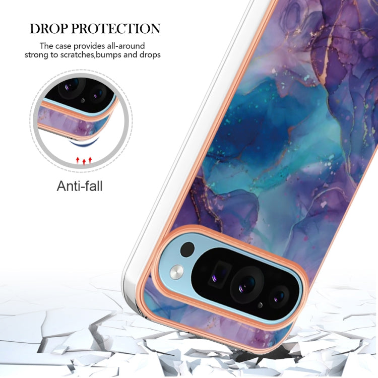 For Google Pixel 9 Pro XL Electroplating Marble Dual-side IMD Phone Case(Purple 016) - Google Cases by PMC TechLife | Online Shopping South Africa | PMC TechLife | Buy Now Pay Later Mobicred
