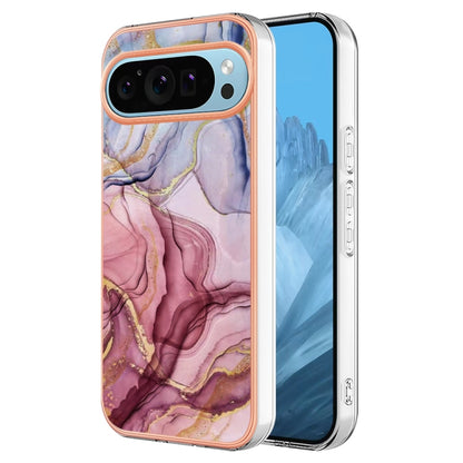 For Google Pixel 9 Pro XL Electroplating Marble Dual-side IMD Phone Case(Rose Red 014) - Google Cases by PMC Jewellery | Online Shopping South Africa | PMC Jewellery | Buy Now Pay Later Mobicred