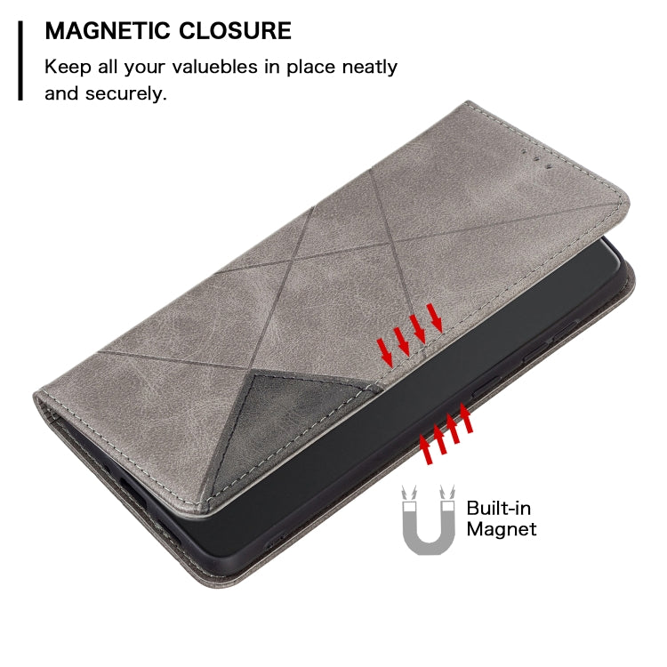 For Xiaomi Redmi Note 13 Pro 5G Rhombus Texture Magnetic Leather Phone Case(Grey) - Xiaomi Cases by PMC TechLife | Online Shopping South Africa | PMC TechLife | Buy Now Pay Later Mobicred