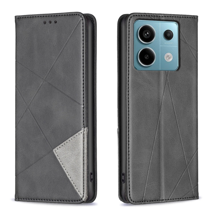 For Xiaomi Redmi Note 13 Pro 4G Global Rhombus Texture Magnetic Leather Phone Case(Black) - Note 13 Pro Cases by PMC Jewellery | Online Shopping South Africa | PMC Jewellery | Buy Now Pay Later Mobicred