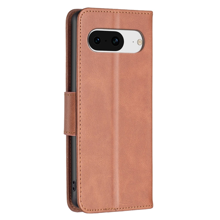 For Google Pixel 8 Lambskin Texture Pure Color Flip Leather Phone Case(Brown) - Google Cases by PMC Jewellery | Online Shopping South Africa | PMC Jewellery | Buy Now Pay Later Mobicred