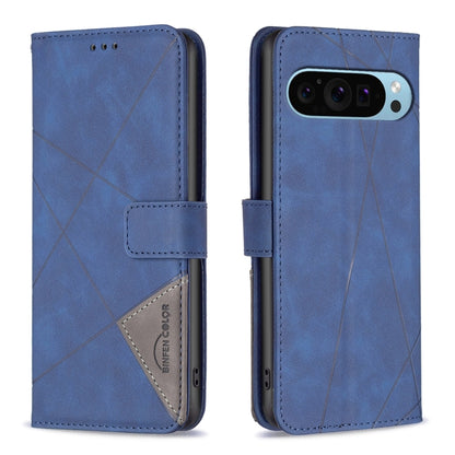 For Google Pixel 9 Magnetic Buckle Rhombus Texture Leather Phone Case(Blue) - Google Cases by PMC Jewellery | Online Shopping South Africa | PMC Jewellery | Buy Now Pay Later Mobicred