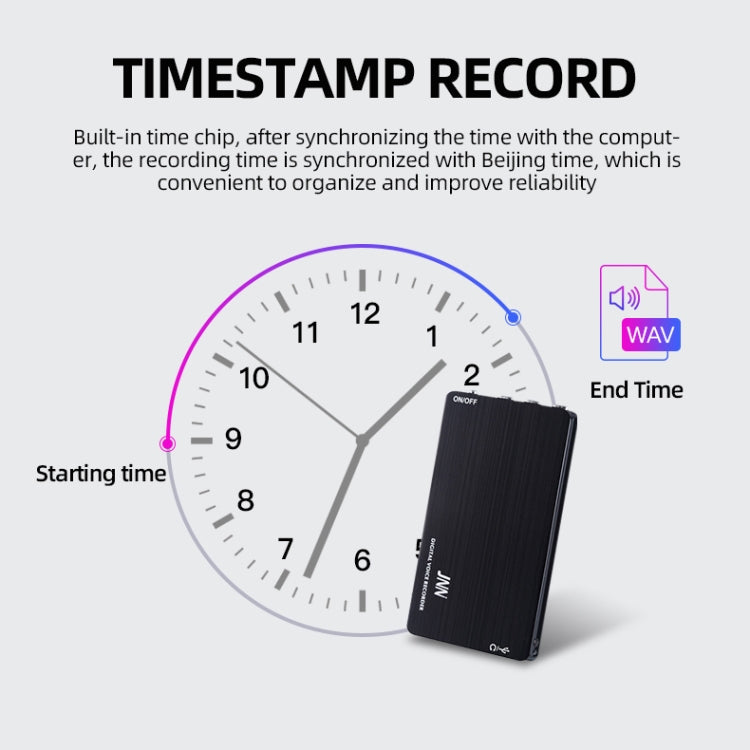 JNN M2 Ultra-thin HD Noise Reduction Intelligent Control Voice Voice Recorder, Capacity:32GB(Black) - free shipping - PMC Jewellery - Order now!