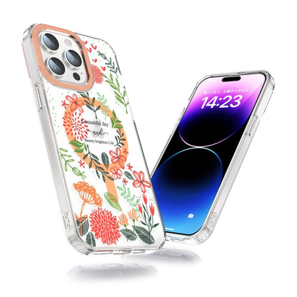 For iPhone 13 Pro MagSafe Magnetic TPU Phone Case(Red Flowers and Green Leaves) - iPhone 13 Pro Cases by PMC Jewellery | Online Shopping South Africa | PMC Jewellery