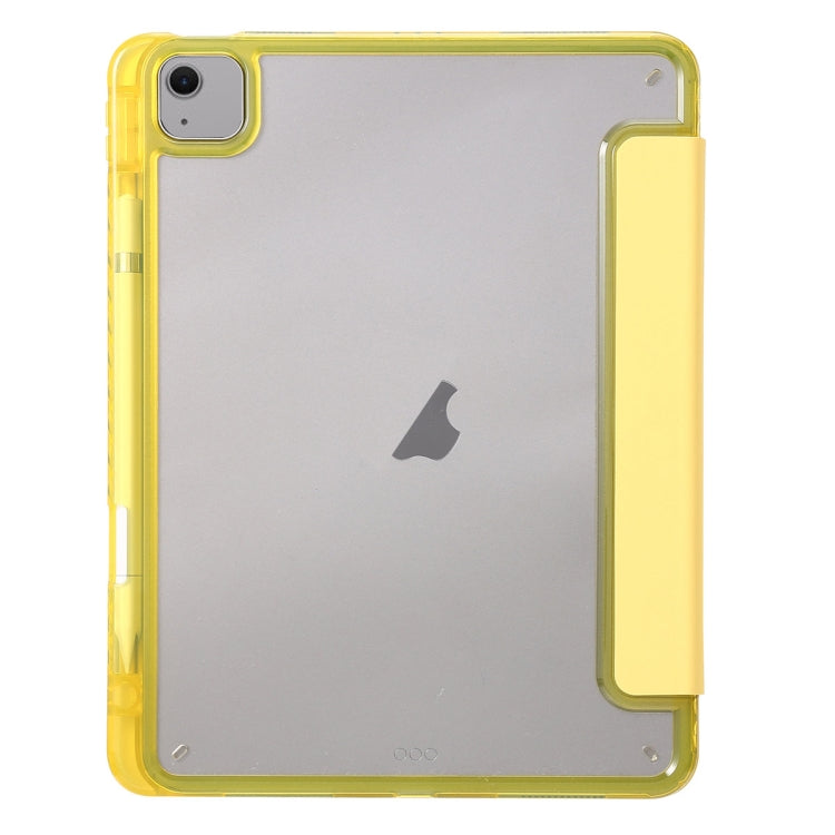 For iPad Air 13 2024 Clear Acrylic 3-Fold Leather Tablet Case(Yellow) - iPad Air 13 2024 Cases by PMC Jewellery | Online Shopping South Africa | PMC Jewellery | Buy Now Pay Later Mobicred