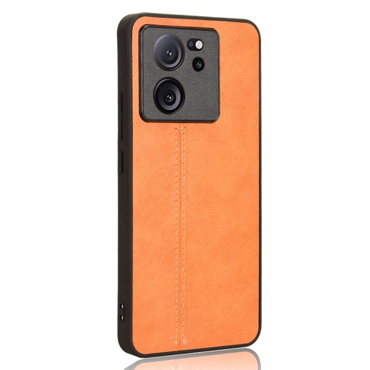 For Xiaomi 13T / Redmi K60 Ultra Sewing Cow Pattern Skin PC + PU + TPU Phone Case(Orange) - Redmi K60 Ultra Cases by PMC Jewellery | Online Shopping South Africa | PMC Jewellery | Buy Now Pay Later Mobicred