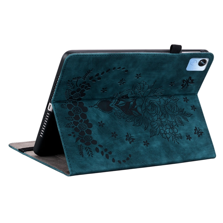 For Realme Pad X Butterfly Rose Embossed Leather Tablet Case(Dark Blue) - Realme by PMC TechLife | Online Shopping South Africa | PMC TechLife | Buy Now Pay Later Mobicred