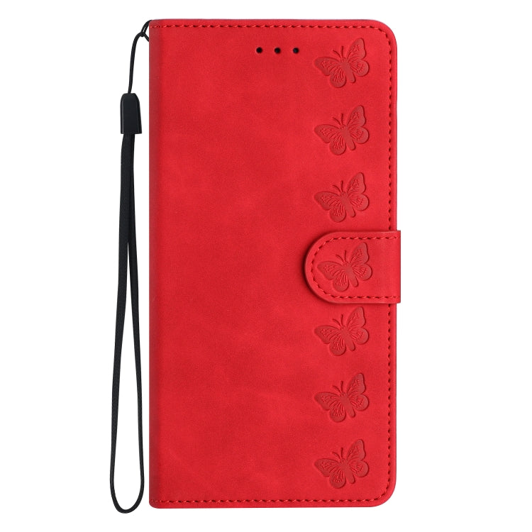 For iPhone 16 Pro Seven Butterflies Embossed Leather Phone Case(Red) - iPhone 16 Pro Cases by PMC Jewellery | Online Shopping South Africa | PMC Jewellery | Buy Now Pay Later Mobicred