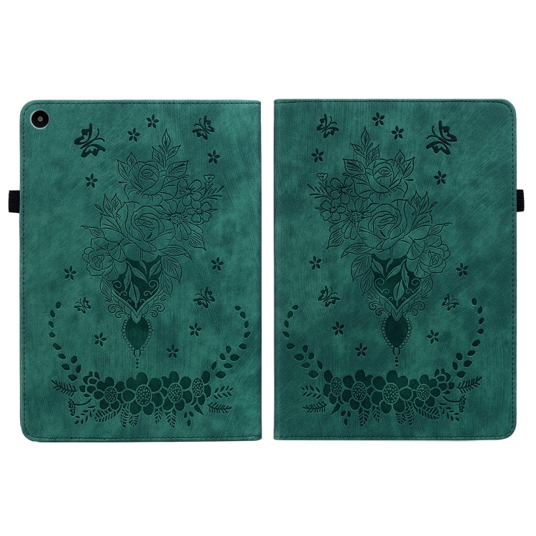 For Huawei MatePad SE 10.4 Butterfly Rose Embossed Leather Tablet Case(Green) - Huawei Cases by PMC TechLife | Online Shopping South Africa | PMC TechLife | Buy Now Pay Later Mobicred
