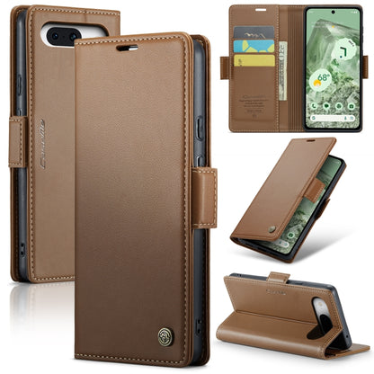 For Google Pixel 8a CaseMe 023 Butterfly Buckle Litchi Texture RFID Anti-theft Leather Phone Case(Brown) - Google Cases by CaseMe | Online Shopping South Africa | PMC Jewellery | Buy Now Pay Later Mobicred