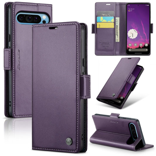 For Google Pixel 9 Pro XL CaseMe 023 Butterfly Buckle Litchi Texture RFID Anti-theft Leather Phone Case(Pearly Purple) - Google Cases by CaseMe | Online Shopping South Africa | PMC Jewellery | Buy Now Pay Later Mobicred