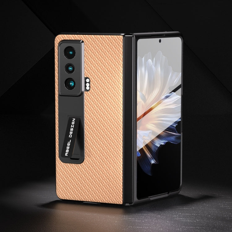 For Honor Magic Vs Carbon Fiber Texture Integrated Protective Phone Case with Holder(Gold) - Honor Cases by PMC TechLife | Online Shopping South Africa | PMC TechLife | Buy Now Pay Later Mobicred
