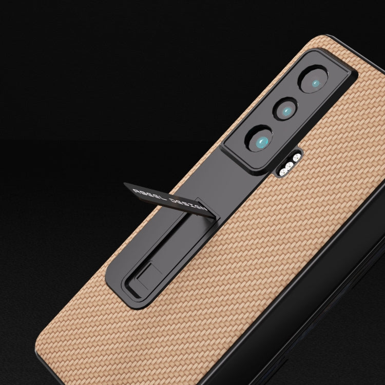 For Honor Magic Vs Carbon Fiber Texture Integrated Protective Phone Case with Holder(Gold) - Honor Cases by PMC TechLife | Online Shopping South Africa | PMC TechLife | Buy Now Pay Later Mobicred