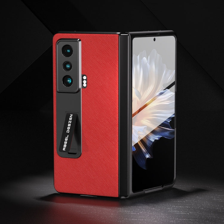 For Honor Magic Vs Integrated Cross Texture Genuine Leather Phone Case with Holder(Red) - Honor Cases by PMC TechLife | Online Shopping South Africa | PMC TechLife | Buy Now Pay Later Mobicred