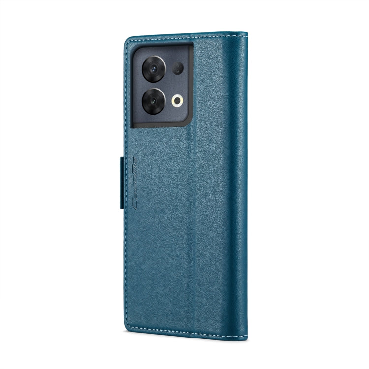 For OPPO Reno8 Pro 5G Global CaseMe 023 Butterfly Buckle Litchi Texture RFID Anti-theft Leather Phone Case(Blue) - OPPO Cases by CaseMe | Online Shopping South Africa | PMC Jewellery | Buy Now Pay Later Mobicred