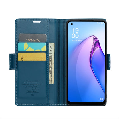 For OPPO Reno8 Lite Global CaseMe 023 Butterfly Buckle Litchi Texture RFID Anti-theft Leather Phone Case(Blue) - OPPO Cases by CaseMe | Online Shopping South Africa | PMC Jewellery | Buy Now Pay Later Mobicred