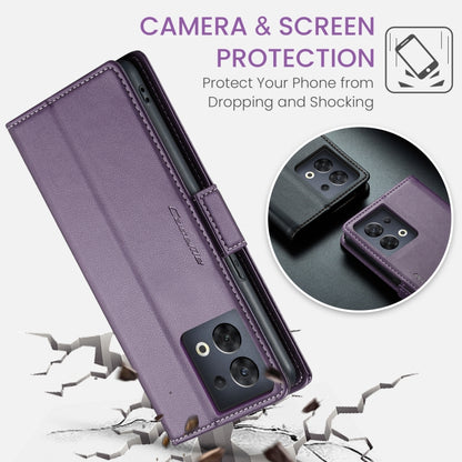 For OPPO Reno8 5G Global CaseMe 023 Butterfly Buckle Litchi Texture RFID Anti-theft Leather Phone Case(Pearly Purple) - OPPO Cases by CaseMe | Online Shopping South Africa | PMC Jewellery | Buy Now Pay Later Mobicred