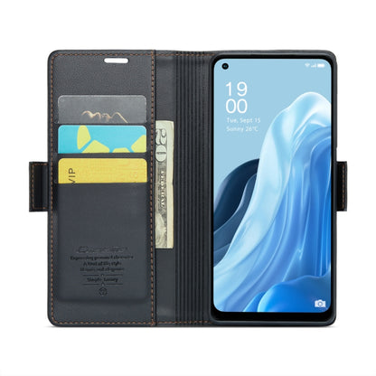 For OPPO Reno7 4G Indonesia/F21 Pro 4G/Reno8 4G CaseMe 023 Butterfly Buckle Litchi Texture RFID Anti-theft Leather Phone Case(Black) - OPPO Cases by CaseMe | Online Shopping South Africa | PMC Jewellery | Buy Now Pay Later Mobicred