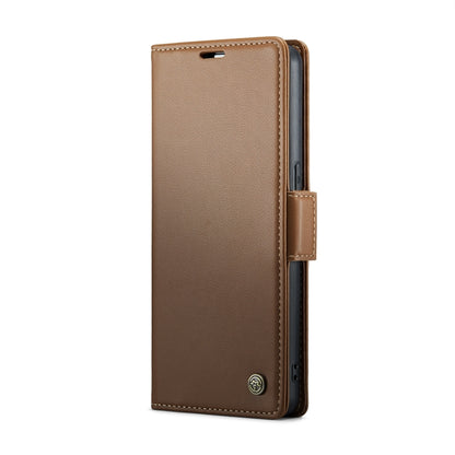 For OPPO Reno7 4G Indonesia/F21 Pro 4G/Reno8 4G CaseMe 023 Butterfly Buckle Litchi Texture RFID Anti-theft Leather Phone Case(Brown) - OPPO Cases by CaseMe | Online Shopping South Africa | PMC Jewellery | Buy Now Pay Later Mobicred