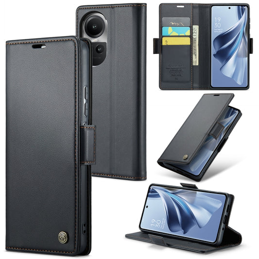 For OPPO Reno10 5G Global／Reno10 Pro Global CaseMe 023 Butterfly Buckle Litchi Texture RFID Anti-theft Leather Phone Case(Black) - OPPO Cases by CaseMe | Online Shopping South Africa | PMC Jewellery | Buy Now Pay Later Mobicred