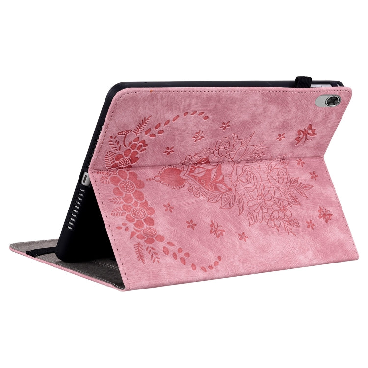 For Lenovo M10 Plus Butterfly Rose Embossed Leather Tablet Case(Pink) - Lenovo by PMC TechLife | Online Shopping South Africa | PMC TechLife | Buy Now Pay Later Mobicred