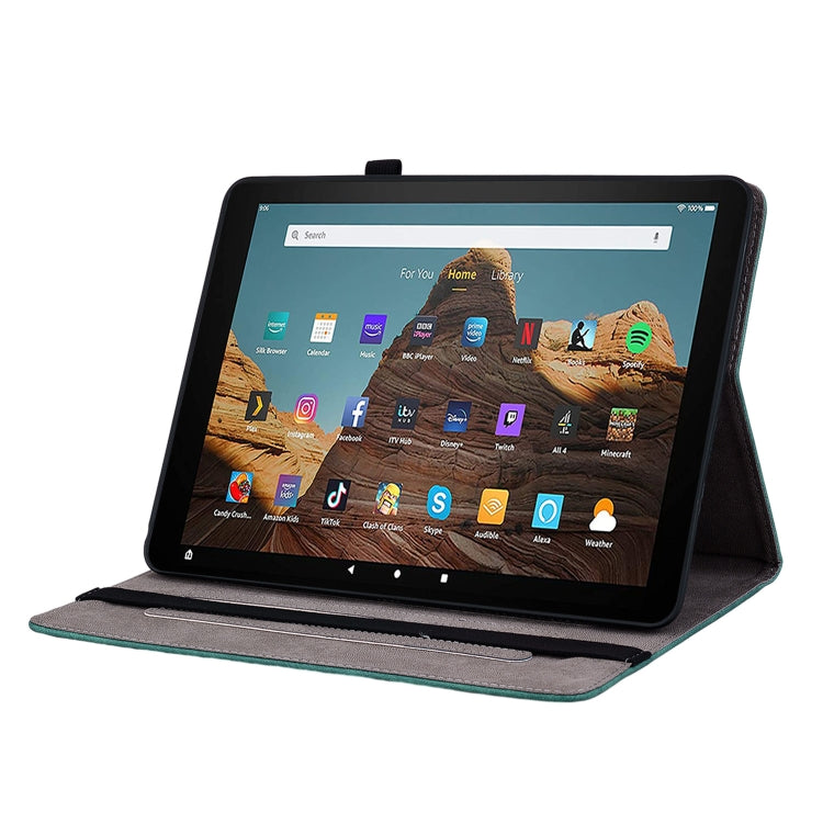 For Amazon Kindle Fire HD10 2019 / 2017 Butterfly Rose Embossed Leather Smart Tablet Case(Green) - Amazon by PMC TechLife | Online Shopping South Africa | PMC TechLife | Buy Now Pay Later Mobicred