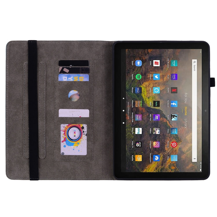 For Amazon Kindle Fire HD10 2021 Butterfly Rose Embossed Leather Smart Tablet Case(Dark Blue) - Amazon by PMC TechLife | Online Shopping South Africa | PMC TechLife | Buy Now Pay Later Mobicred