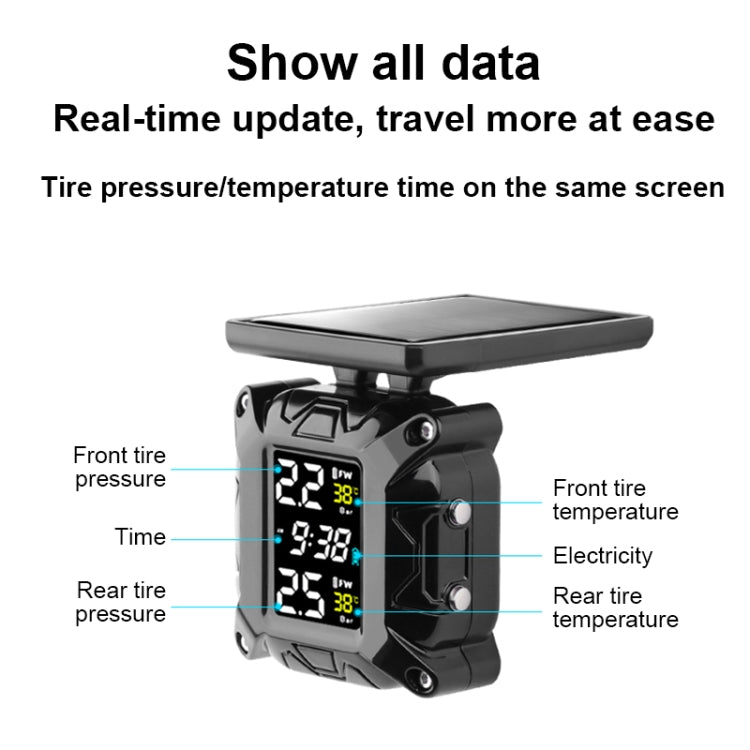 M9 Color Screen Motorcycle Solar Wireless Tire Pressure Monitor With Rear Mirror Screw Mount - Electrical System by PMC Jewellery | Online Shopping South Africa | PMC Jewellery | Buy Now Pay Later Mobicred