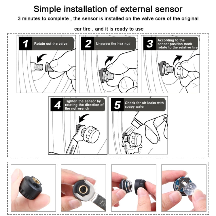 Front Wheel Tire Pressure Temperature Monitoring Sensor(Black) - Electrical System by PMC Jewellery | Online Shopping South Africa | PMC Jewellery | Buy Now Pay Later Mobicred