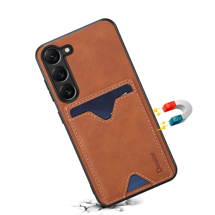 For Samsung Galaxy S24 5G Denior PU Back Cover Card Slot Holder Phone Case(Brown) - Galaxy S24 5G Cases by Denior | Online Shopping South Africa | PMC Jewellery | Buy Now Pay Later Mobicred