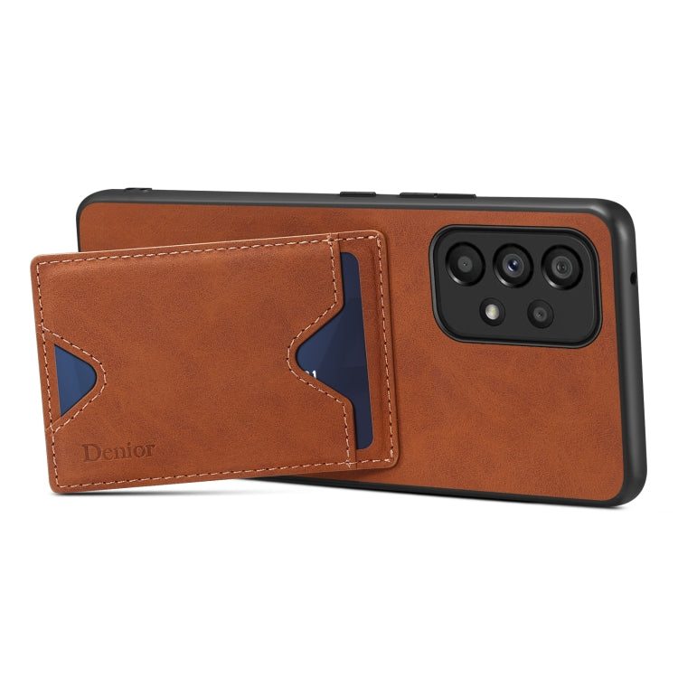 For Samsung Galaxy S24+ 5G Denior PU Back Cover Card Slot Holder Phone Case(Brown) - Galaxy S24+ 5G Cases by Denior | Online Shopping South Africa | PMC Jewellery | Buy Now Pay Later Mobicred