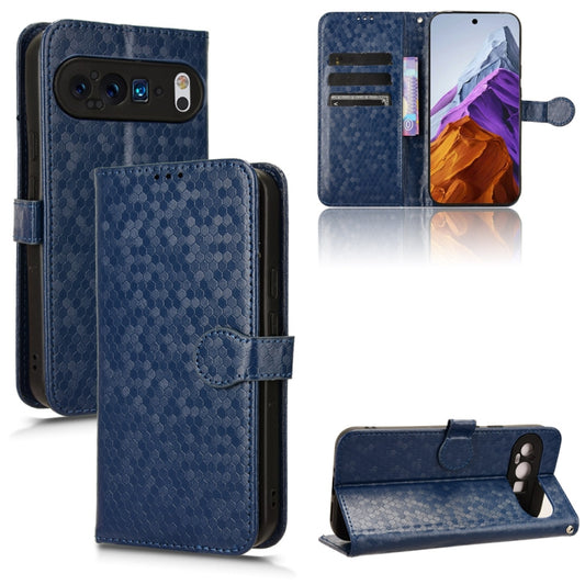 For Google Pixel 9 Pro XL Honeycomb Dot Texture Leather Phone Case(Blue) - Google Cases by PMC Jewellery | Online Shopping South Africa | PMC Jewellery | Buy Now Pay Later Mobicred