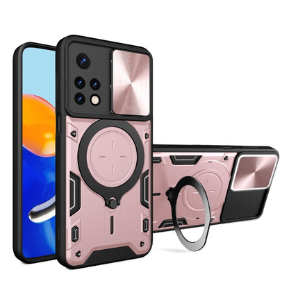 For Xiaomi Redmi Note 11 Global CD Texture Sliding Camshield Magnetic Holder Phone Case(Pink) - Xiaomi Cases by PMC Jewellery | Online Shopping South Africa | PMC Jewellery | Buy Now Pay Later Mobicred