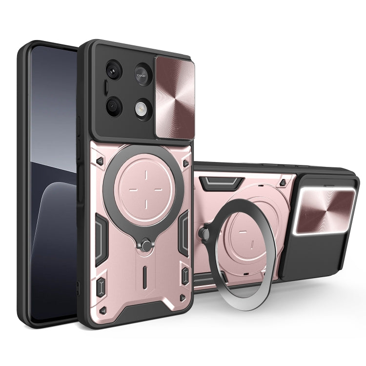 For Xiaomi Redmi Note 13 5G CD Texture Sliding Camshield Magnetic Holder Phone Case(Pink) - Note 13 Cases by PMC Jewellery | Online Shopping South Africa | PMC Jewellery | Buy Now Pay Later Mobicred