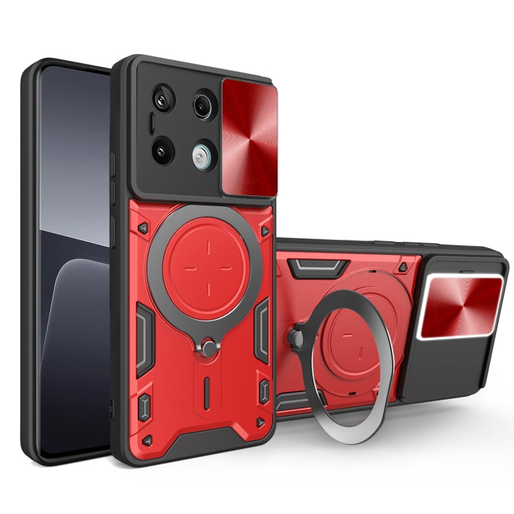 For Xiaomi Redmi Note 13 Pro 5G CD Texture Sliding Camshield Magnetic Holder Phone Case(Red) - Note 13 Pro Cases by PMC Jewellery | Online Shopping South Africa | PMC Jewellery | Buy Now Pay Later Mobicred