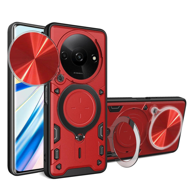 For Xiaomi Redmi A3 CD Texture Sliding Camshield Magnetic Holder Phone Case(Red) - Xiaomi Cases by PMC TechLife | Online Shopping South Africa | PMC TechLife | Buy Now Pay Later Mobicred