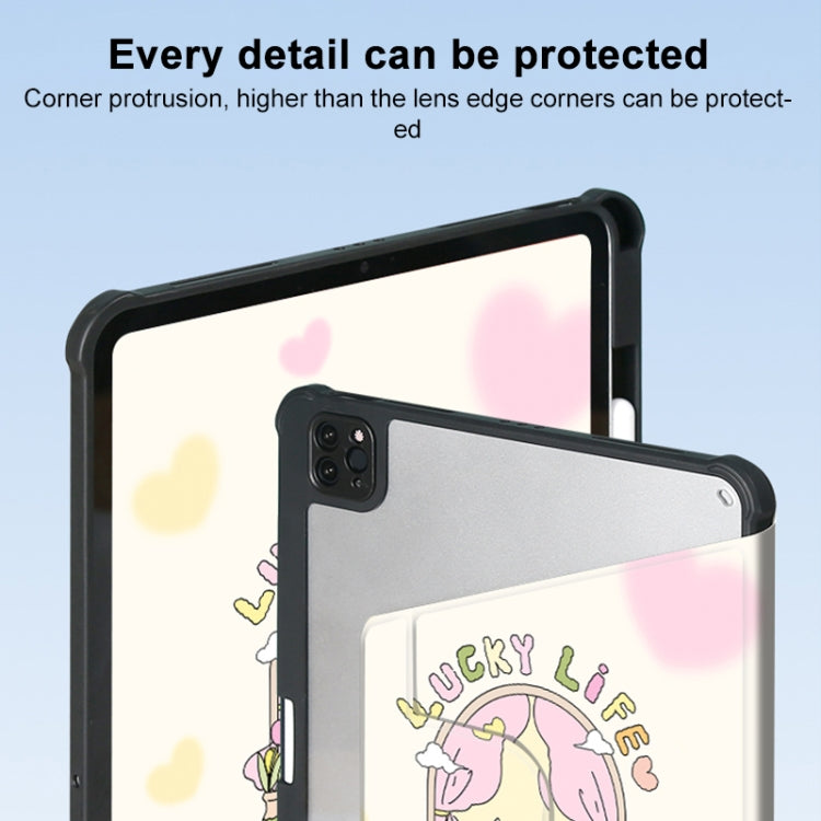 For iPad Air 11 2024 / iPad Pro 11 3-Fold 360 Rotation Painted Leather Smart Tablet Case(Bear Bunny) - iPad Pro 11 (2022/2021) Cases by PMC Jewellery | Online Shopping South Africa | PMC Jewellery | Buy Now Pay Later Mobicred