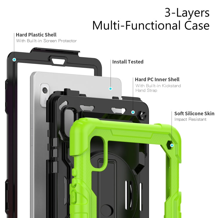 For Lenovo Tab M9 Silicone Hybrid PC Tablet Case with Shoulder Strap(Yellow Green) - Lenovo by PMC TechLife | Online Shopping South Africa | PMC TechLife | Buy Now Pay Later Mobicred