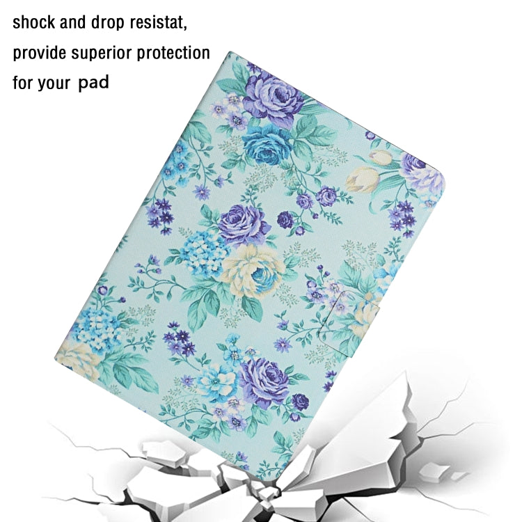 For Lenovo Tab M10 Plus Flower Pattern Horizontal Flip Leather Case with Card Slots & Holder(Purple Flower) - Lenovo by PMC Jewellery | Online Shopping South Africa | PMC Jewellery