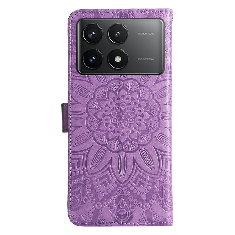 For Xiaomi Redmi K70 / K70 Pro Embossed Sunflower Leather Phone Case(Purple) - K70 Pro Cases by PMC Jewellery | Online Shopping South Africa | PMC Jewellery | Buy Now Pay Later Mobicred