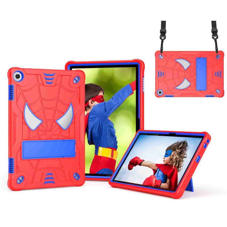 For Lenovo Tab M10 3rd Gen Spider Texture Silicone Hybrid PC Tablet Case with Shoulder Strap(Red + Blue) - Lenovo by PMC TechLife | Online Shopping South Africa | PMC TechLife | Buy Now Pay Later Mobicred