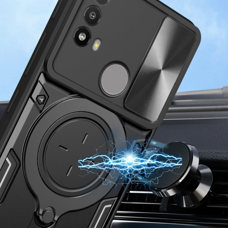 For Motorola Moto E20 / E30 / E40 CD Texture Sliding Camshield Magnetic Holder Phone Case(Silver) - free shipping - PMC TechLife - Order now!