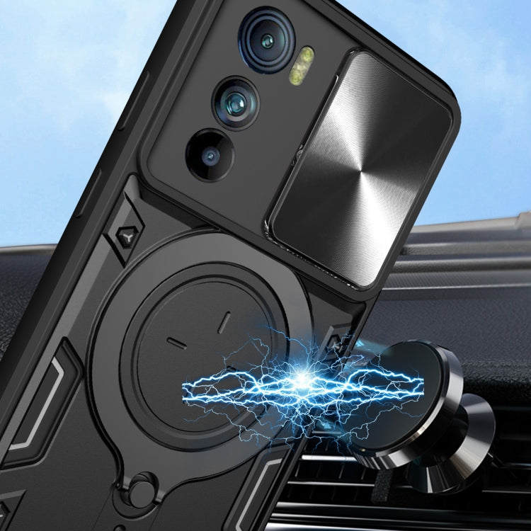 For Motorola Edge 30 CD Texture Sliding Camshield Magnetic Holder Phone Case(Blue) - free shipping - PMC TechLife - Order now!